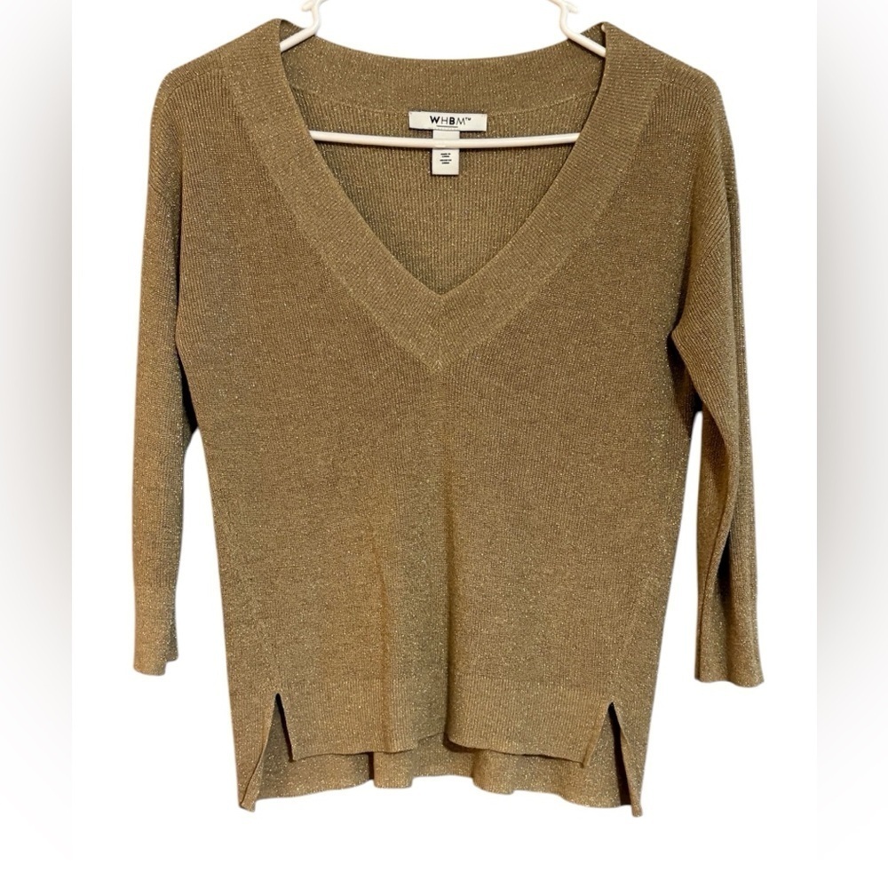 WHBM blouse metallic gold for women